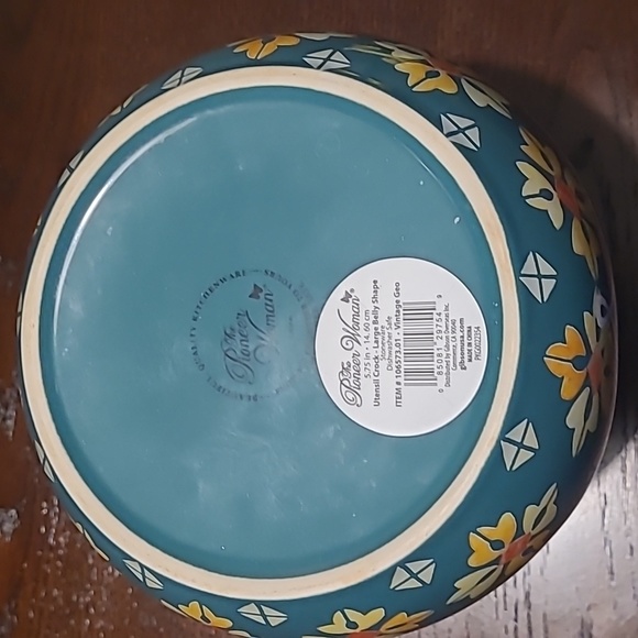 Pioneer Woman Vintage Geo Large Belly shape Utensil Crock No longer available EC - Picture 6 of 10
